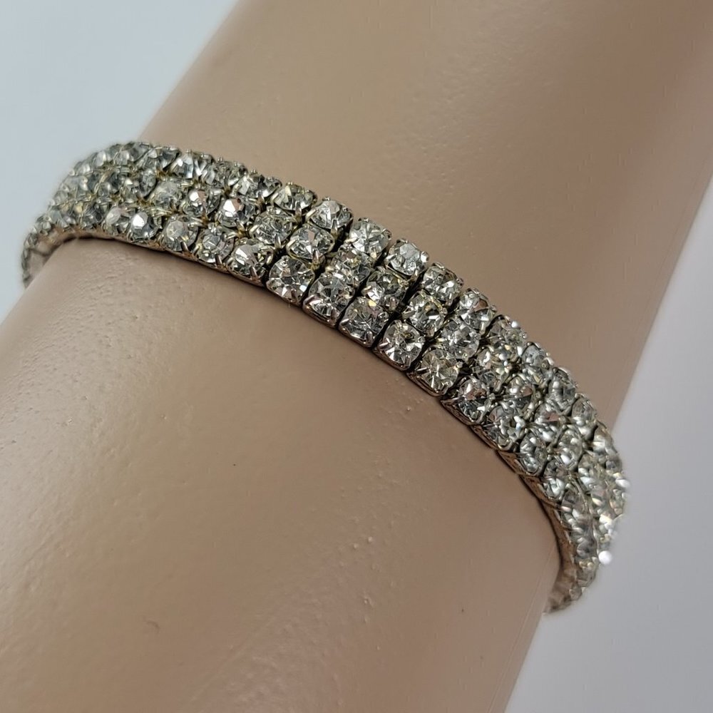 Vintage Clear Rhinestones Stretch Bracelet